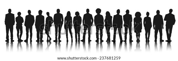 Silhouettes Casual People Row Stock Vector (Royalty Free) 237681259