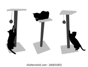 silhouettes of a cat on the scratching post 