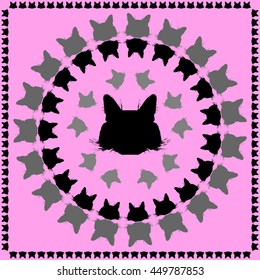Silhouettes of cats. The scope of the snouts of cats