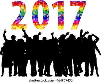 Silhouettes celebrate the new year.