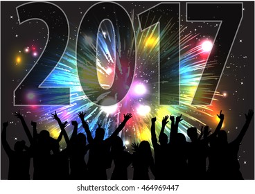 Silhouettes celebrate the new year.