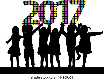 Silhouettes celebrate the new year.