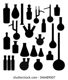 Silhouettes of chemical vessels - vector set