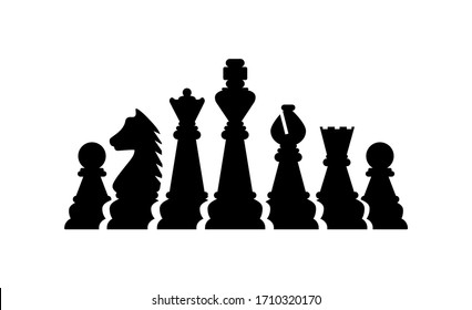Silhouettes of chess pieces. Editable vector silhouettes standard chess pieces
