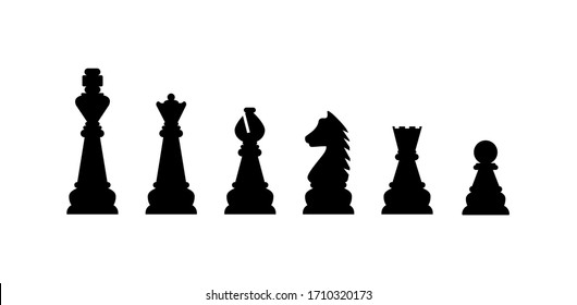 Silhouettes of chess pieces. Editable vector silhouettes standard chess pieces
