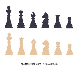 Silhouettes of chess pieces. Editable vector silhouettes standard chess pieces
