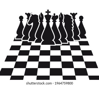 Silhouettes of chess pieces. Editable vector silhouettes standard chess pieces