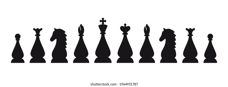 Silhouettes of chess pieces. Editable vector silhouettes standard chess pieces