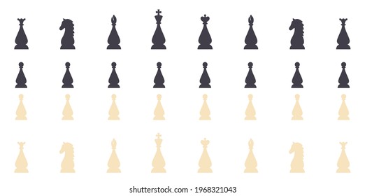 Silhouettes of chess pieces. Editable vector silhouettes standard chess pieces