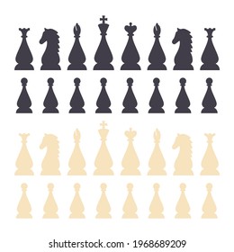 Silhouettes of chess pieces. Editable vector silhouettes standard chess pieces