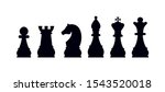 Silhouettes of chess pieces. Chess icons. Vector chess isolated on white background. Playing chess on the Board. King, Queen, rook, knight, Bishop, pawn