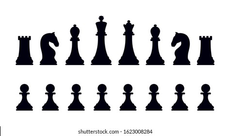 Silhouette Chess Monochrome Illustrations Isolate Chessman Stock ...