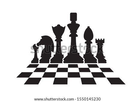 Silhouettes of chess pieces. Chess icons. Vector chess isolated on white background. Playing chess on the Board. King, Queen, rook, knight, Bishop, pawn
