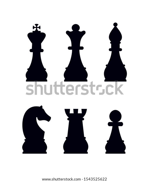 Silhouettes Chess Pieces Chess Icons Vector Stock Vector (Royalty Free ...