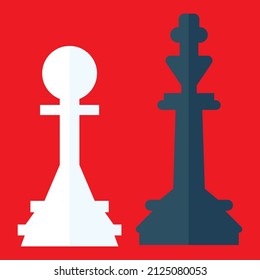 Silhouettes of chess pieces on a red background