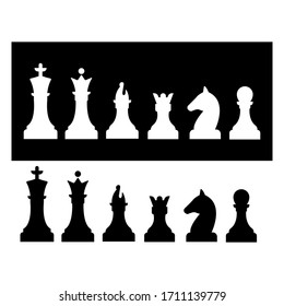 Silhouettes of chess pieces on white background. Trendy flat style for graphic design, web-site. EPS 10.