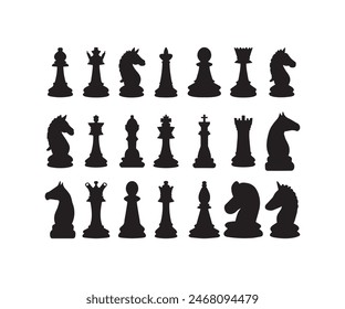 Silhouettes of Chess Pieces white background