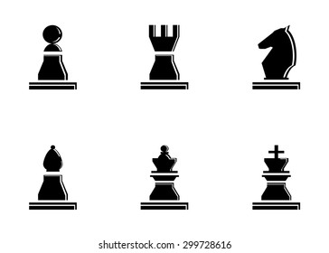 Silhouettes of chessmen on a white background