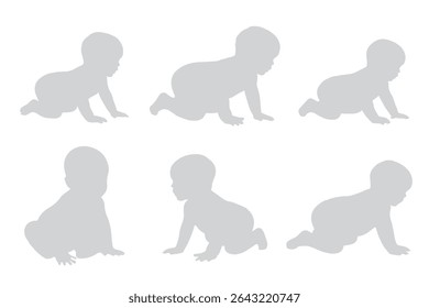 The silhouettes of the child 0-1 year Boy and Girl Baby. Set of Babes Silhouettes icon. Variety Design Newborn baby. Eps 10
