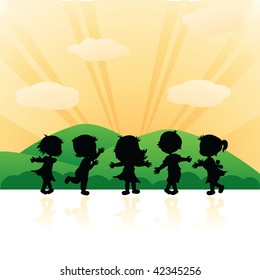 silhouettes children