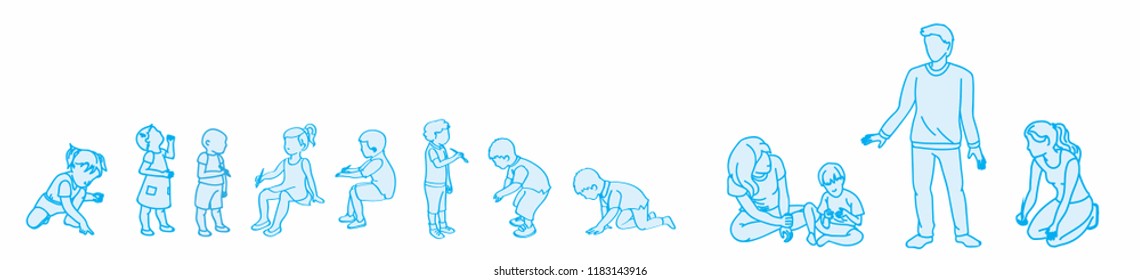 Silhouettes Children Adults Stock Vector (Royalty Free) 1183143916 ...