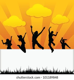 silhouettes children background