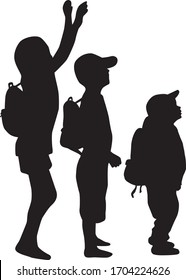 Silhouettes Children Backpack Stock Vector (Royalty Free) 1704224626 ...