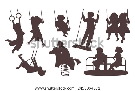 Similar – Image, Stock Photo Silhouettes of children playfully run back and forth on a skating rink