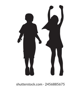 Silhouettes of children jumping into the air