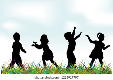 Children Silhouette Images, Stock Photos & Vectors 