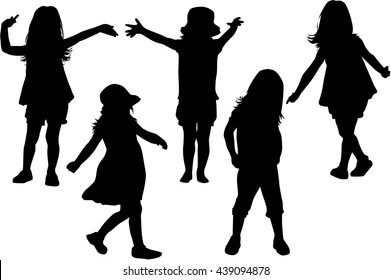 Silhouettes of children playing.