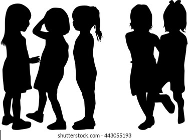 Silhouettes of children playing.