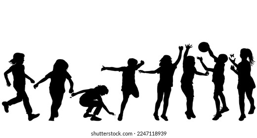 Silhouettes of children playing outdoor