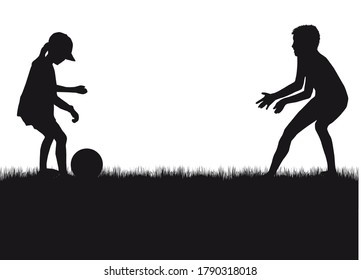 Silhouettes Children Playing Outside Stock Vector (Royalty Free) 1790318018