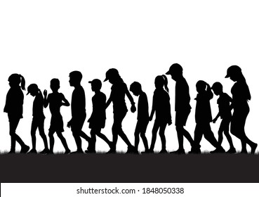 Silhouettes of children playing outside.