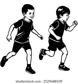 silhouettes of children playing vector illustration