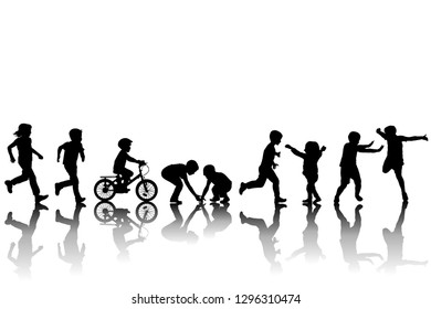 Silhouettes Children Shadow Playing Stock Vector (Royalty Free ...