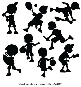 silhouettes children sport for sport events and fun