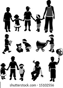 Silhouettes of children, vector illustration