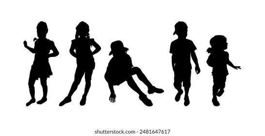silhouettes of children	- vector illustration