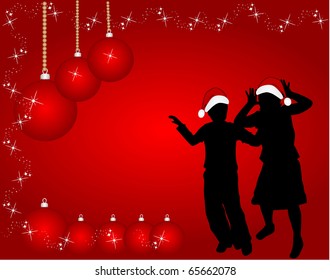 Silhouettes of children's Christmas