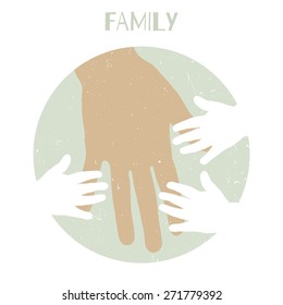 Silhouettes of children's hands and mother's hand