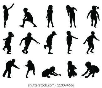 Silhouettes of children-vector