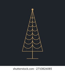silhouettes Christmas tree with star vector,  snowflakes. Festive winter icon set, isolated, vector illustration. Graphic golden element for design, decoration, postcards, greetings, Christmas