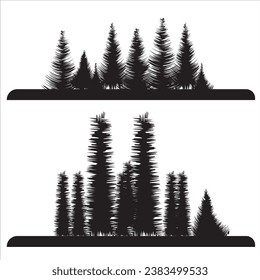 Silhouettes of Christmas trees, black silhouette of the forest vector