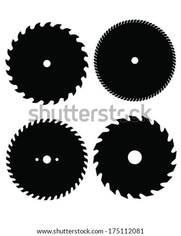 Silhouettes of circular saw blades, vector illustration Foto stock © 