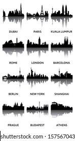 Silhouettes of city panoramas 