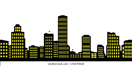 Silhouettes the cityscapes on a white background. Vector illustration.