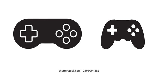 Silhouettes of Classic and Modern Gaming Controllers on White Background

