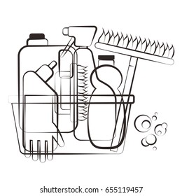 Silhouettes of cleaning agents for vector
